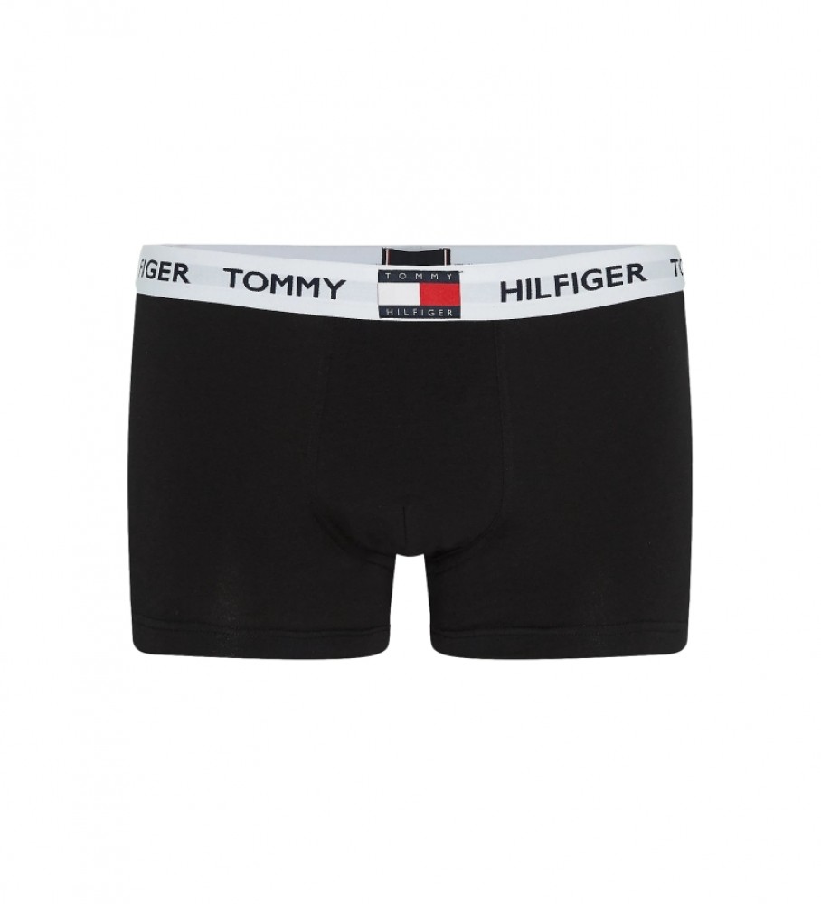 Cueca boxer Tommy Hilfiger com logo, tamanho 85, preta.