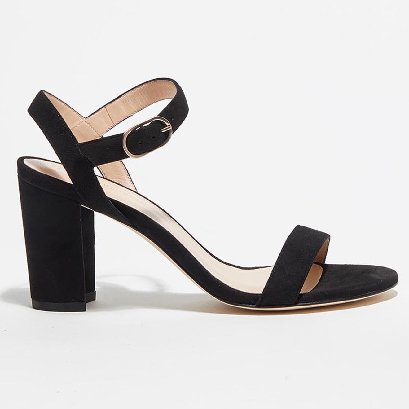 Stuart Weitzman Sandales en Velours de Cuir Taliana noires - Talon 8 cm