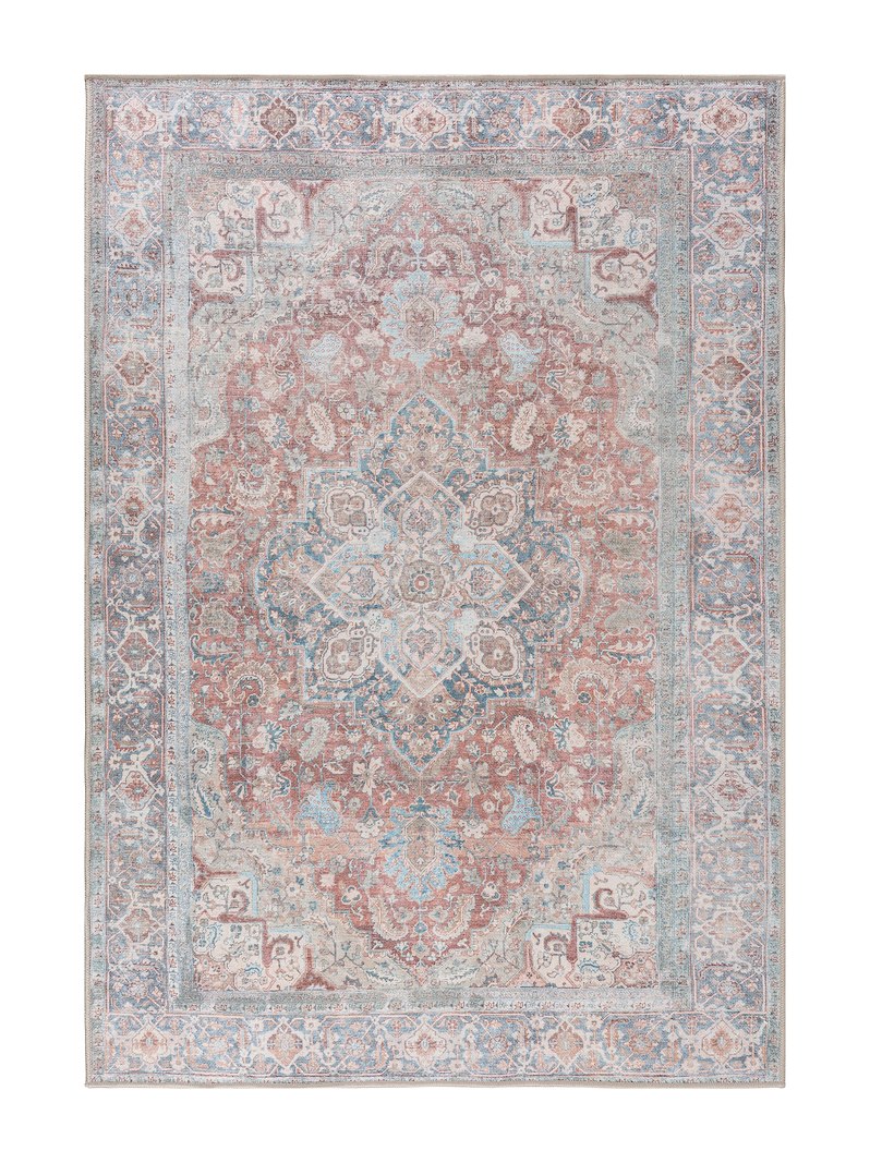 Embrace teppe 200x290cm rødtoner trykt mønster chenille