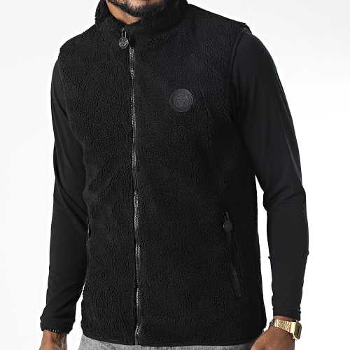 Veste Zippée Fourrure Mouton Sans Manches Pecora Noir