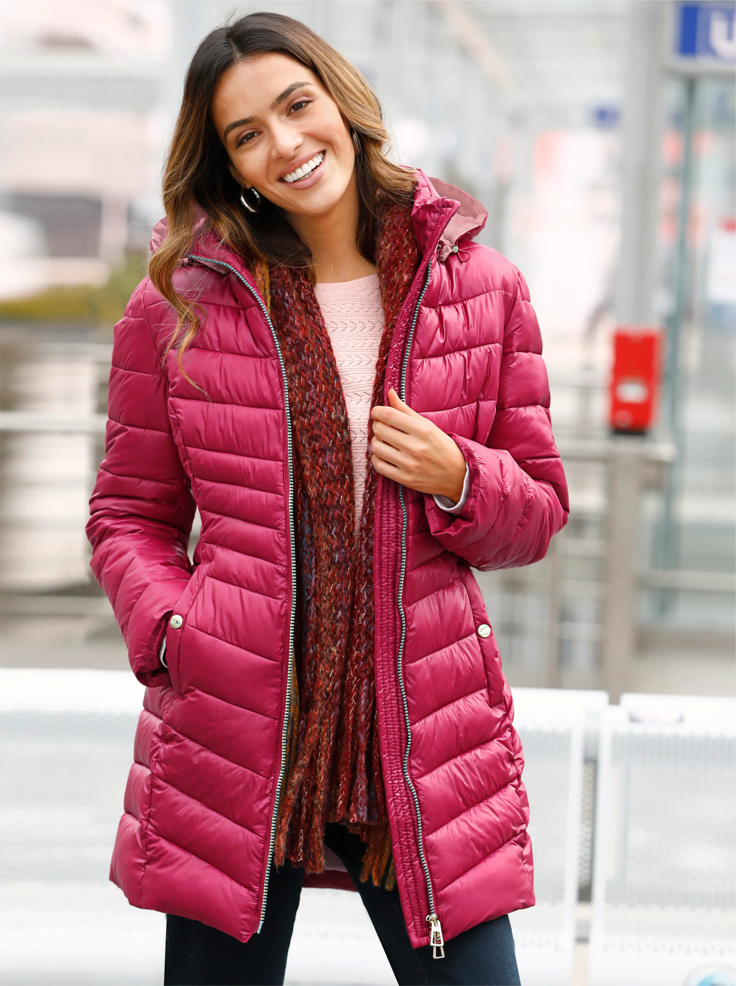 Steppjacke in himbeere