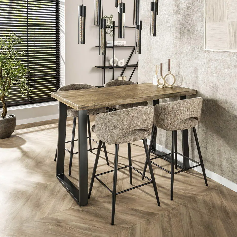 Bartafel Mangohout Licht - 135x70x92cm - Trapeziumpoten
