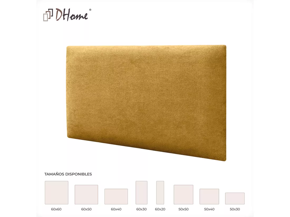 DHOME Lot de 6 Panneaux Rembourrés en Tissu Aqualine Autocollants pour Mur Acoustiques Absorbants Protection contre les Chocs (Moutarde, 50x40cm, x6)