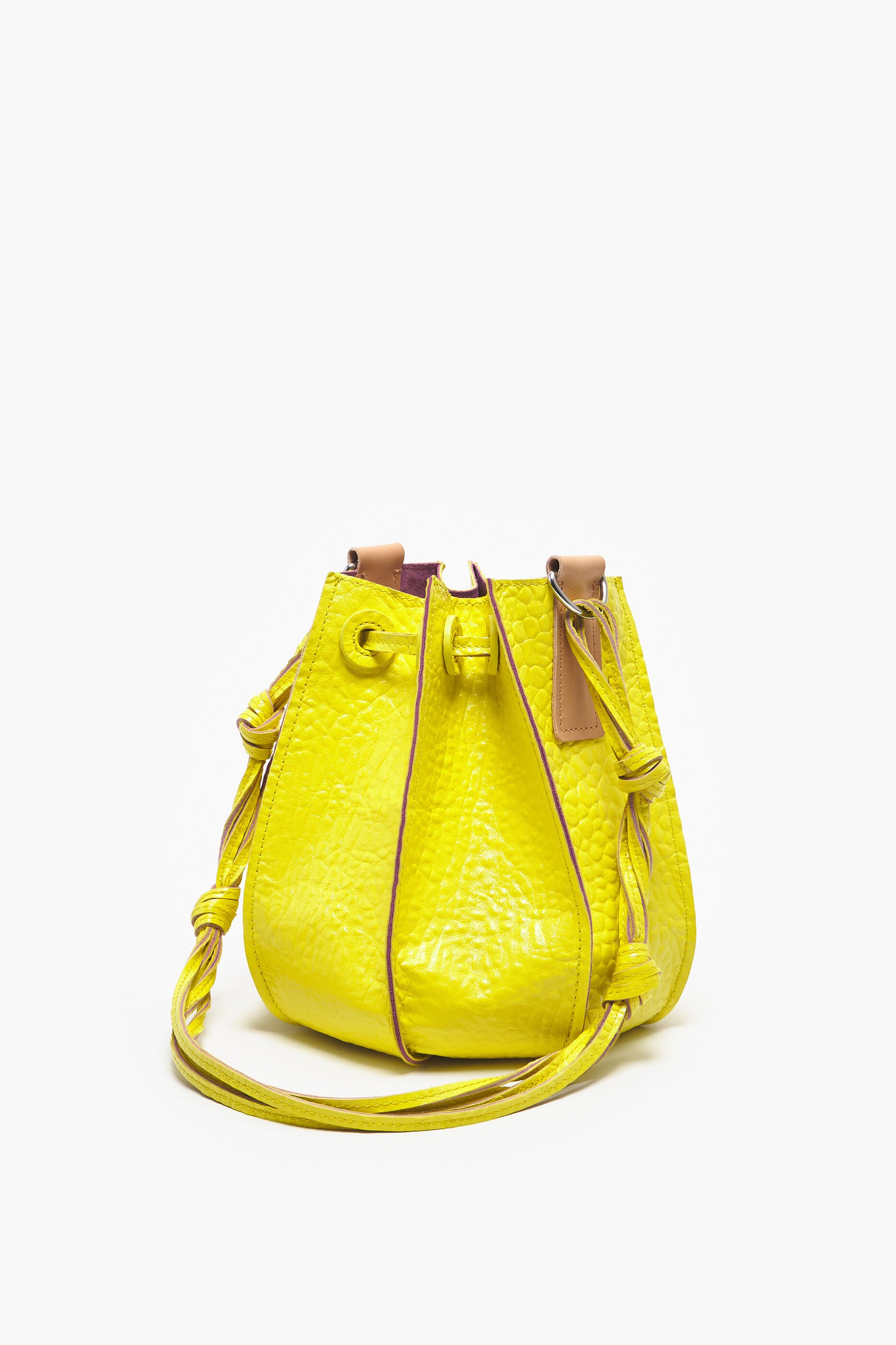 Bolsa de couro amarela tamanho M