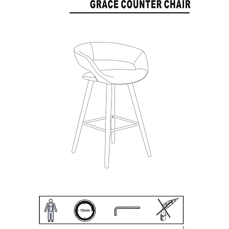 Grace barstol - lysegrå