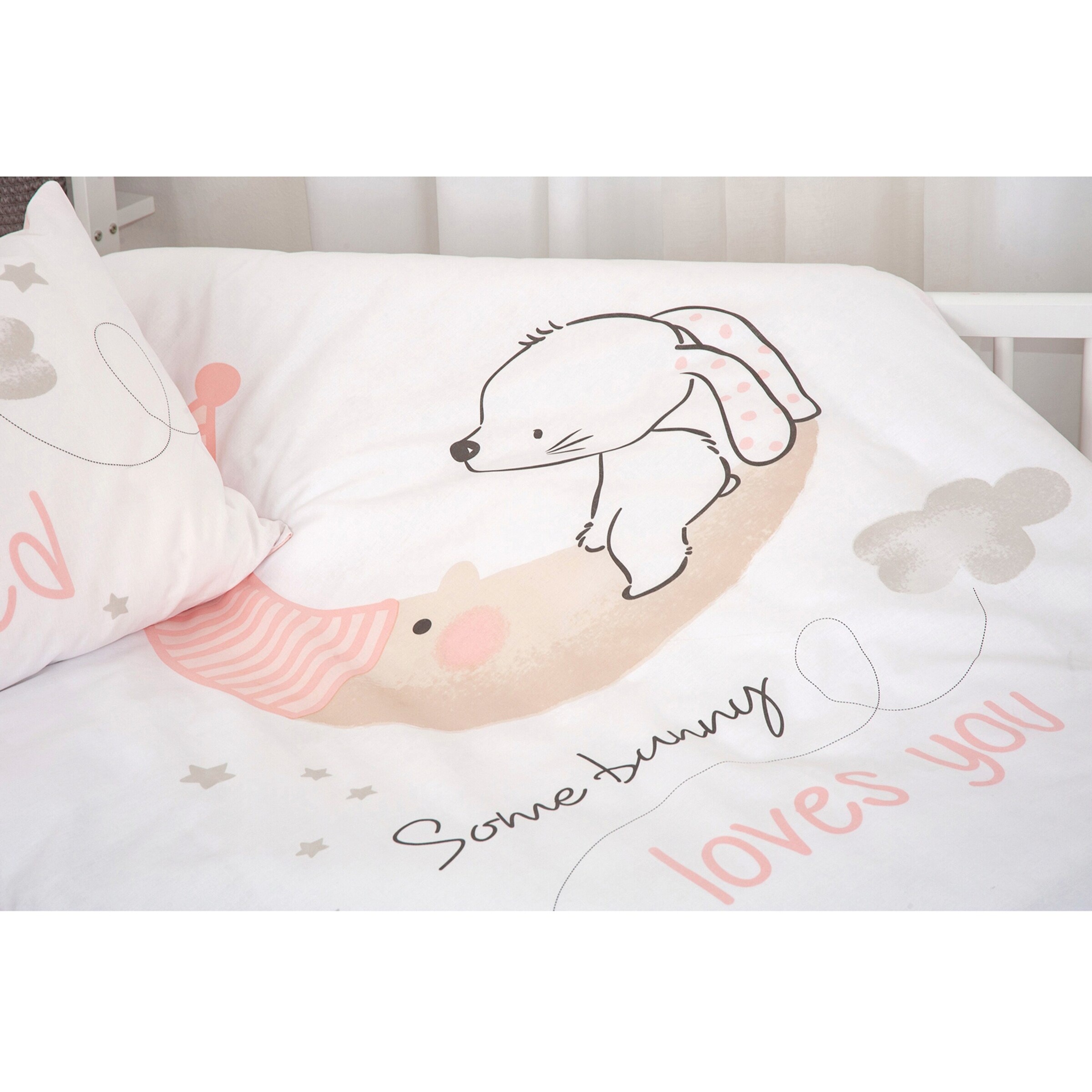 Baby Best Flanell-Bettwäsche 40x60 / 100x135 cm weiß/pink