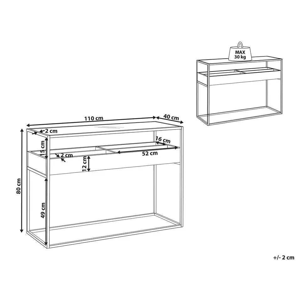 WACO - Consoletafel - Zwart - Metaal