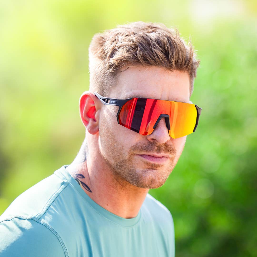 Castor Polarized Sports Sunglasses  Black/Red Gold