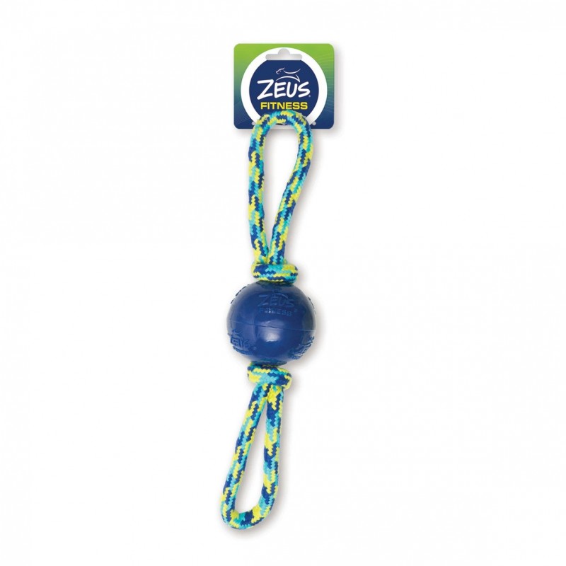 Brinquedo para cães Zeus Fitness Tug com corda dupla e bola em TPR, 40 cm