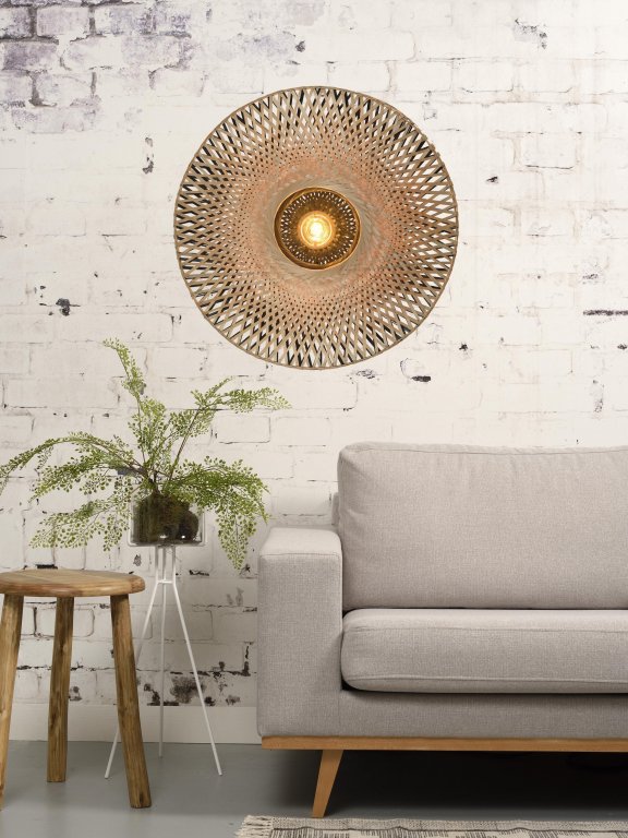 Good&Mojo Kalimantan wandlamp large Ø87 zwart/naturel