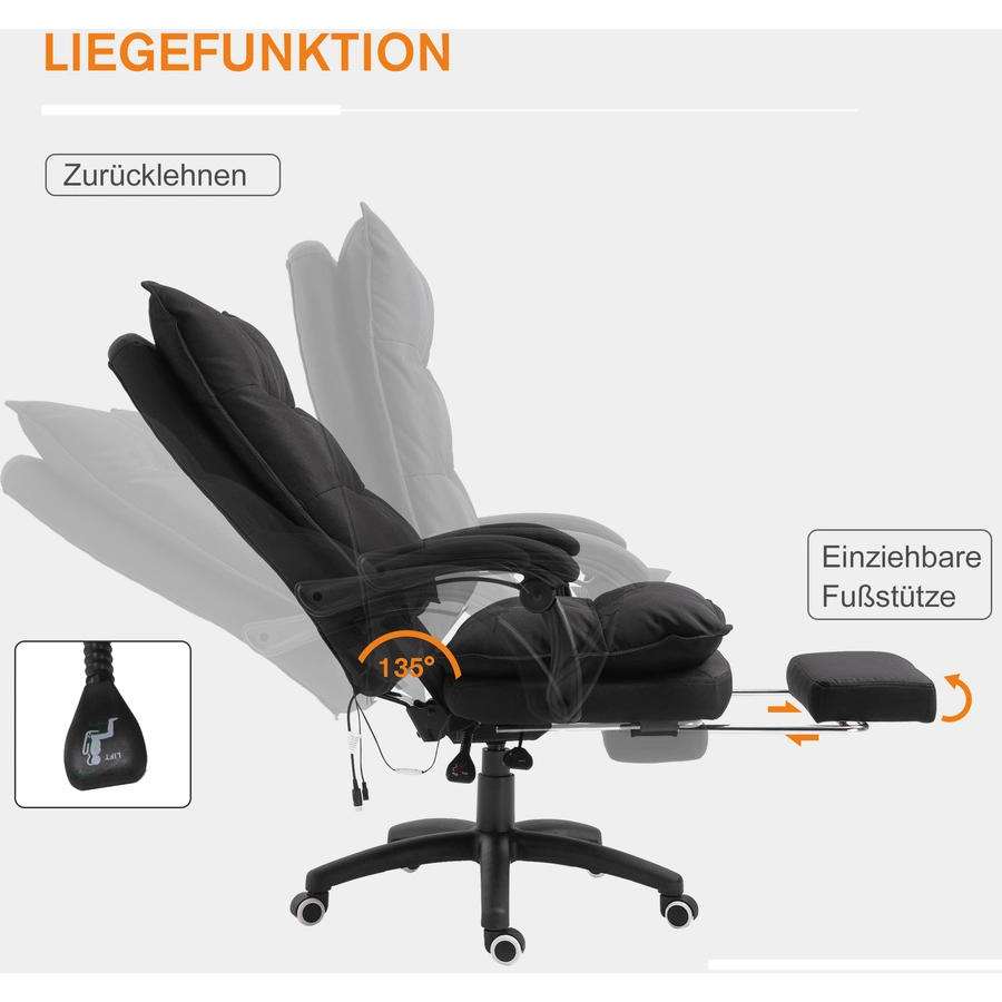 Vinsetto Bürostuhl mit Massagefunktion schwarz