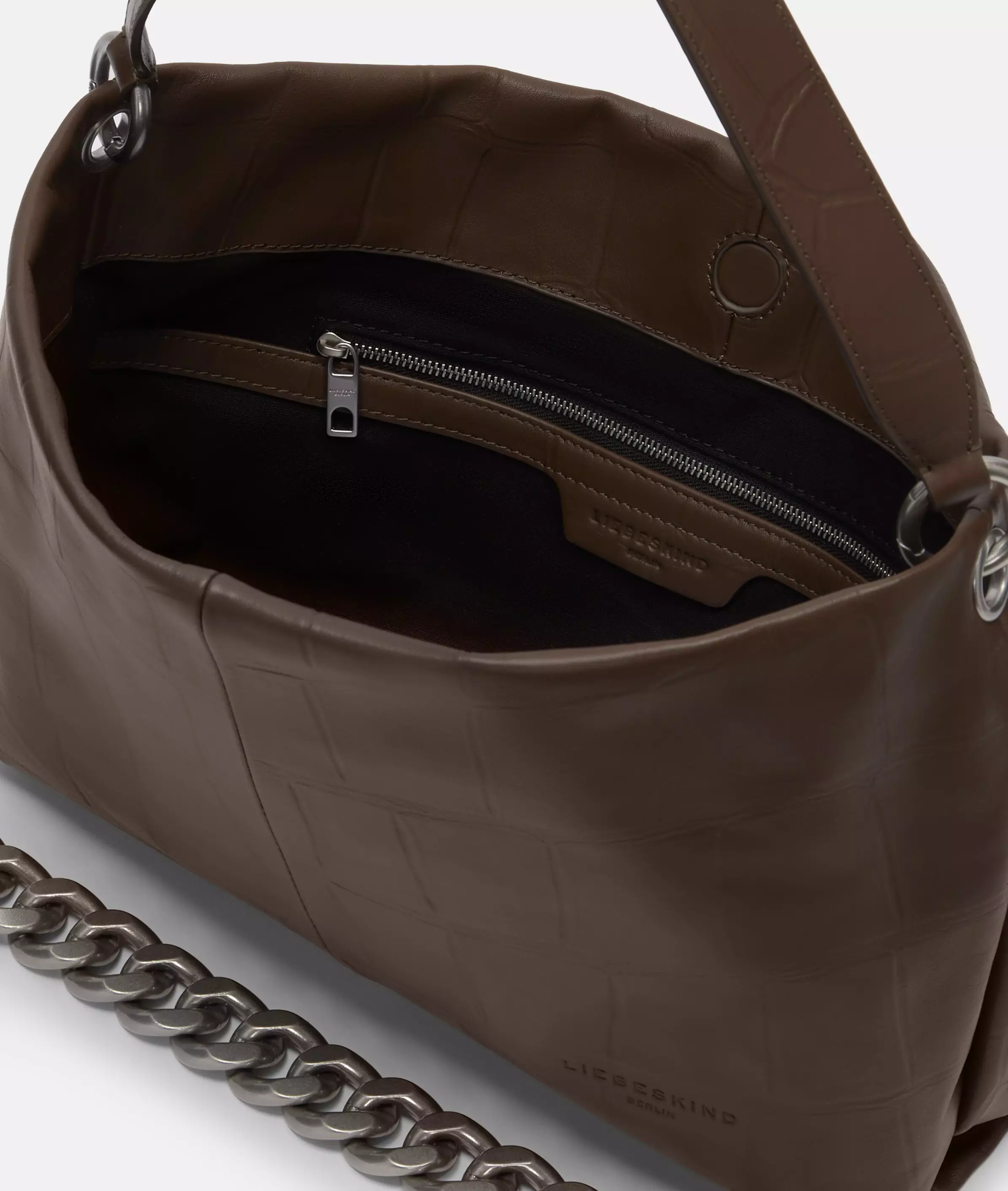Crocodile Mira Hobo M Spacious hobo bag with crocodile embossing