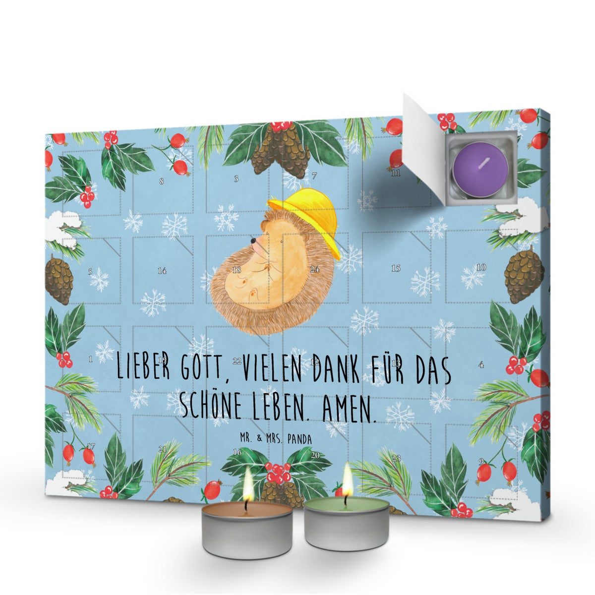 Mr. & Mrs. Panda Geurkaars Adventskalender Egel Biddend - Pastelblauw