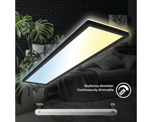 Dimbaar LED-paneel, 36W, 4800 lm, CCT verstelbaar, wit, 20x98 cm, slank, zwart + afstandsbediening + achtergrondverlichting + nachtlampfunctie