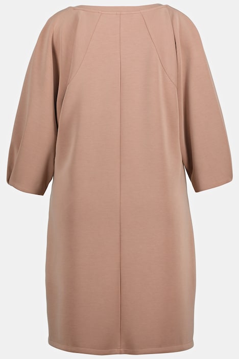 Sweatkleid, Zierfalten, V-Ausschnitt, 3/4-Arm