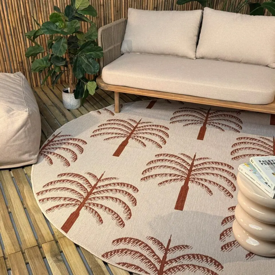 Interieur05 rond buitenkleed roest Oase - 200 x 200 cm