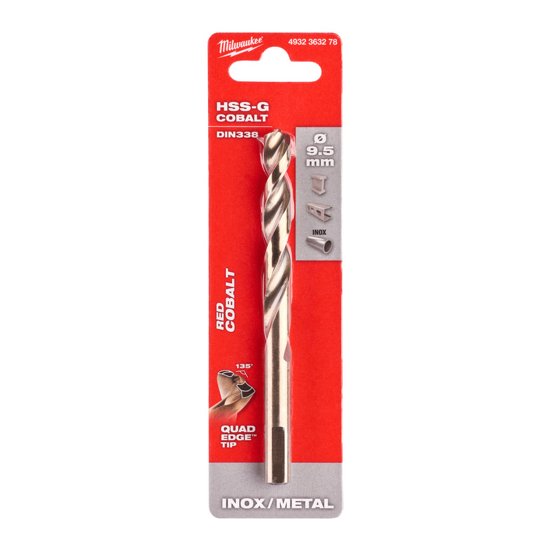 Milwaukee metaalboor HSS-GC RED Cobalt 9.5x125mm