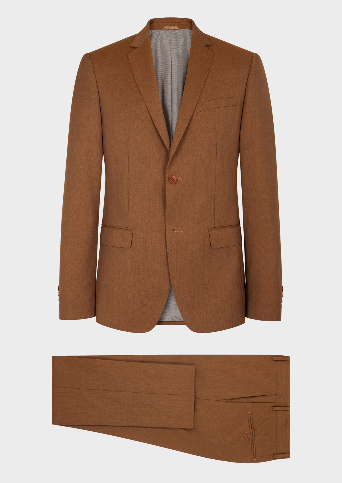 Costume 2 pièces Slim en laine unie terracotta