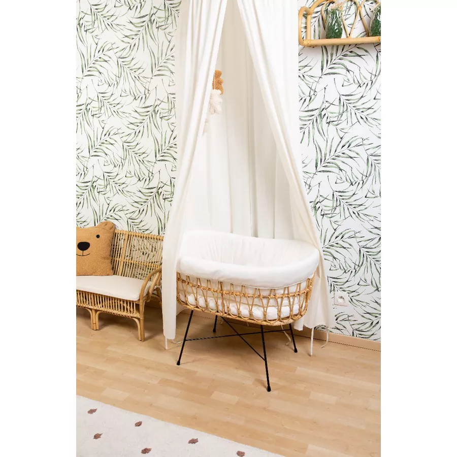 CHILDHOME Rattan Wiege mit Metallbeinen inkl. Matratze und Nestchen