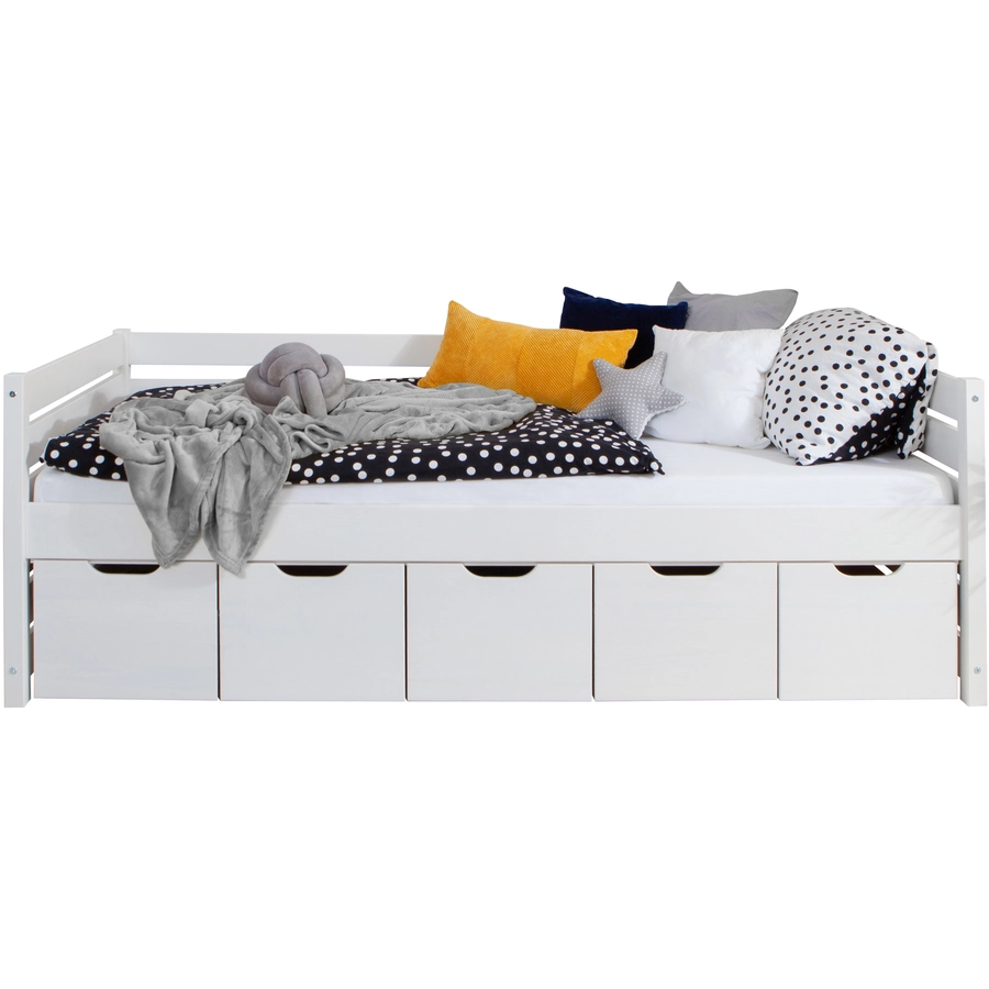 TICAA Sofabett Naomi inkl. 5x Schubkästen, 90x200 Weiß