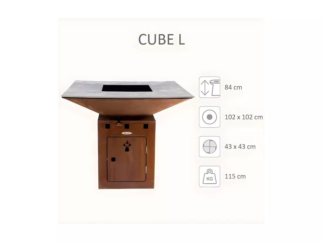 Barbecue brasero en acier Cube Surface de cuisson 102 cm
