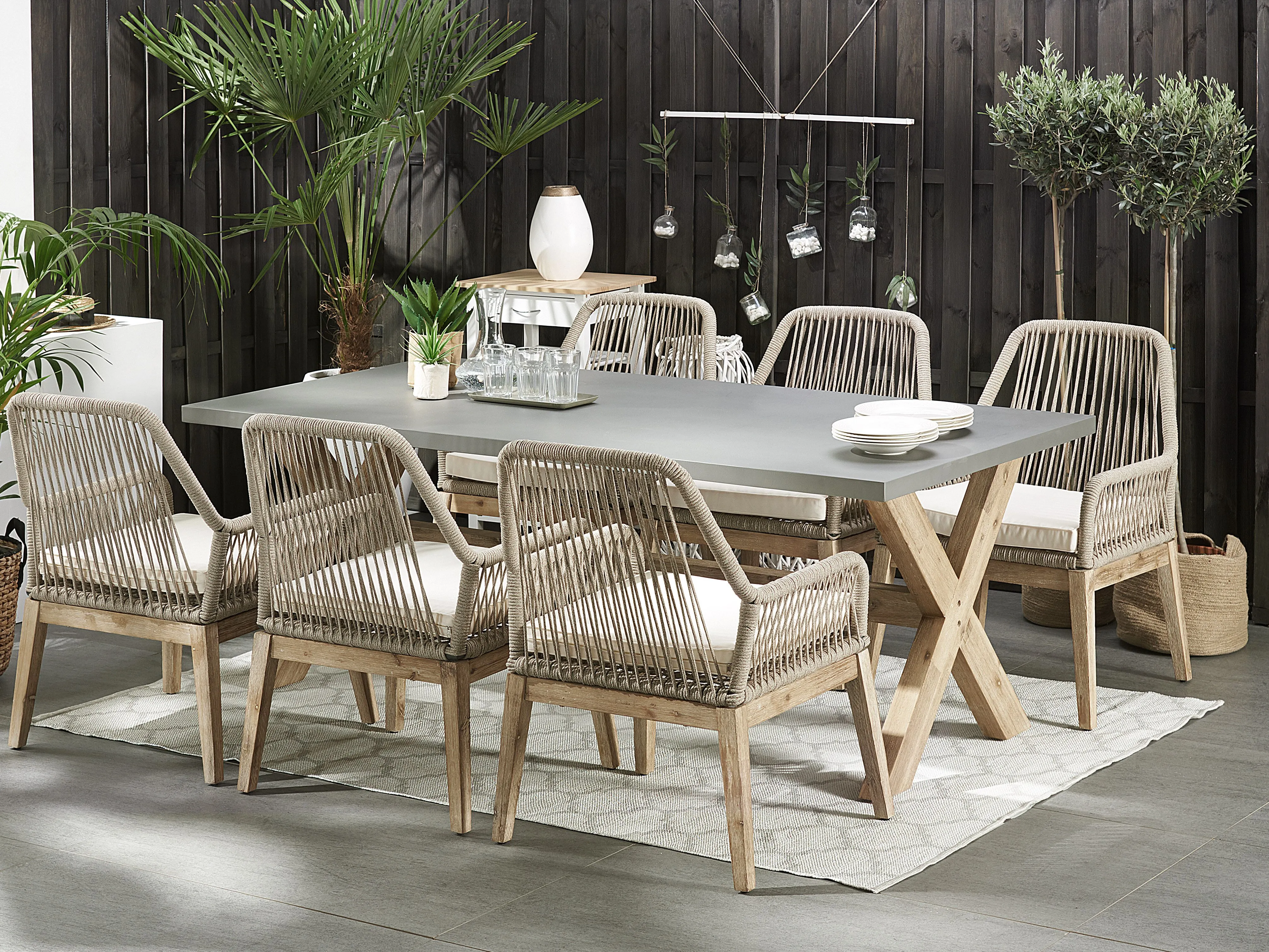 Tuinset 6-zits OLBIA met kussens Beton Beige