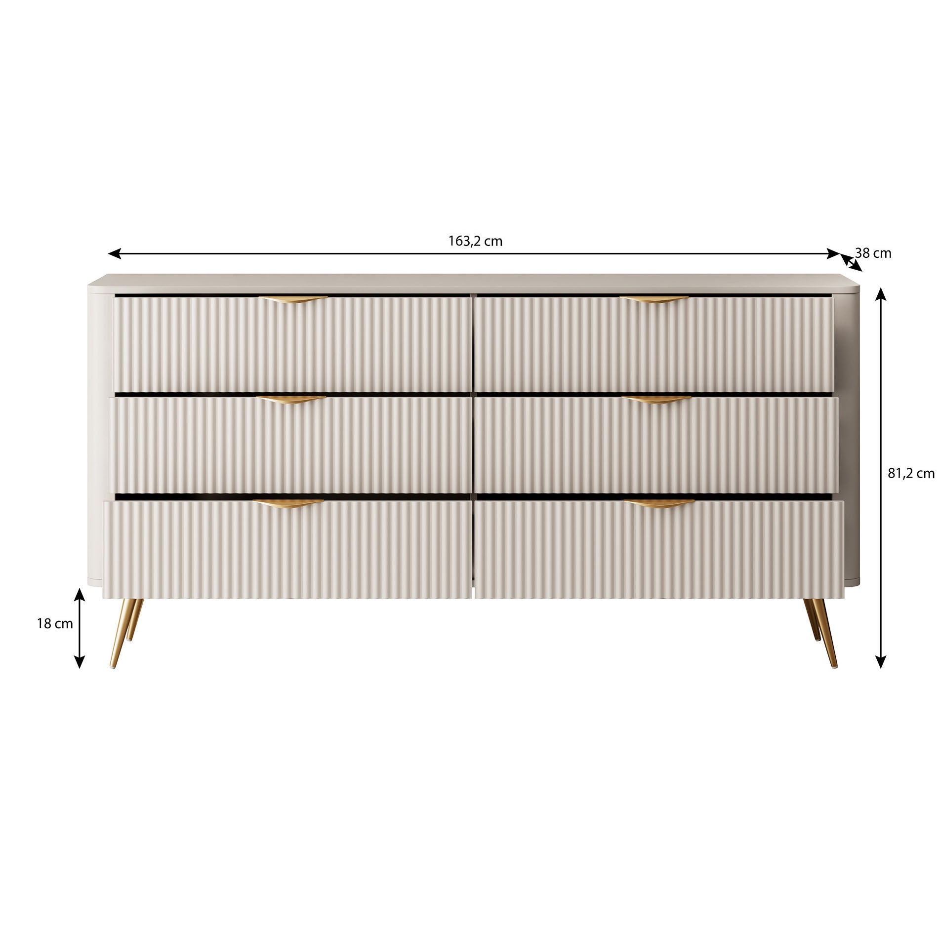 Meubella - Ladekast Lima - Zwart - 163 cm