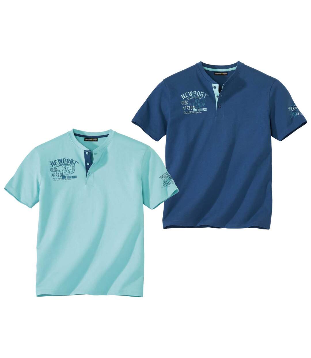Lot de 2 Tee-Shirts Col Tunisien Nautic