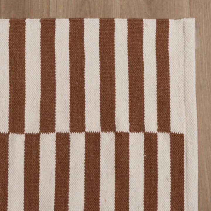 Katoenen vloerkleed - Dazzle Blocks Bruin/Wit