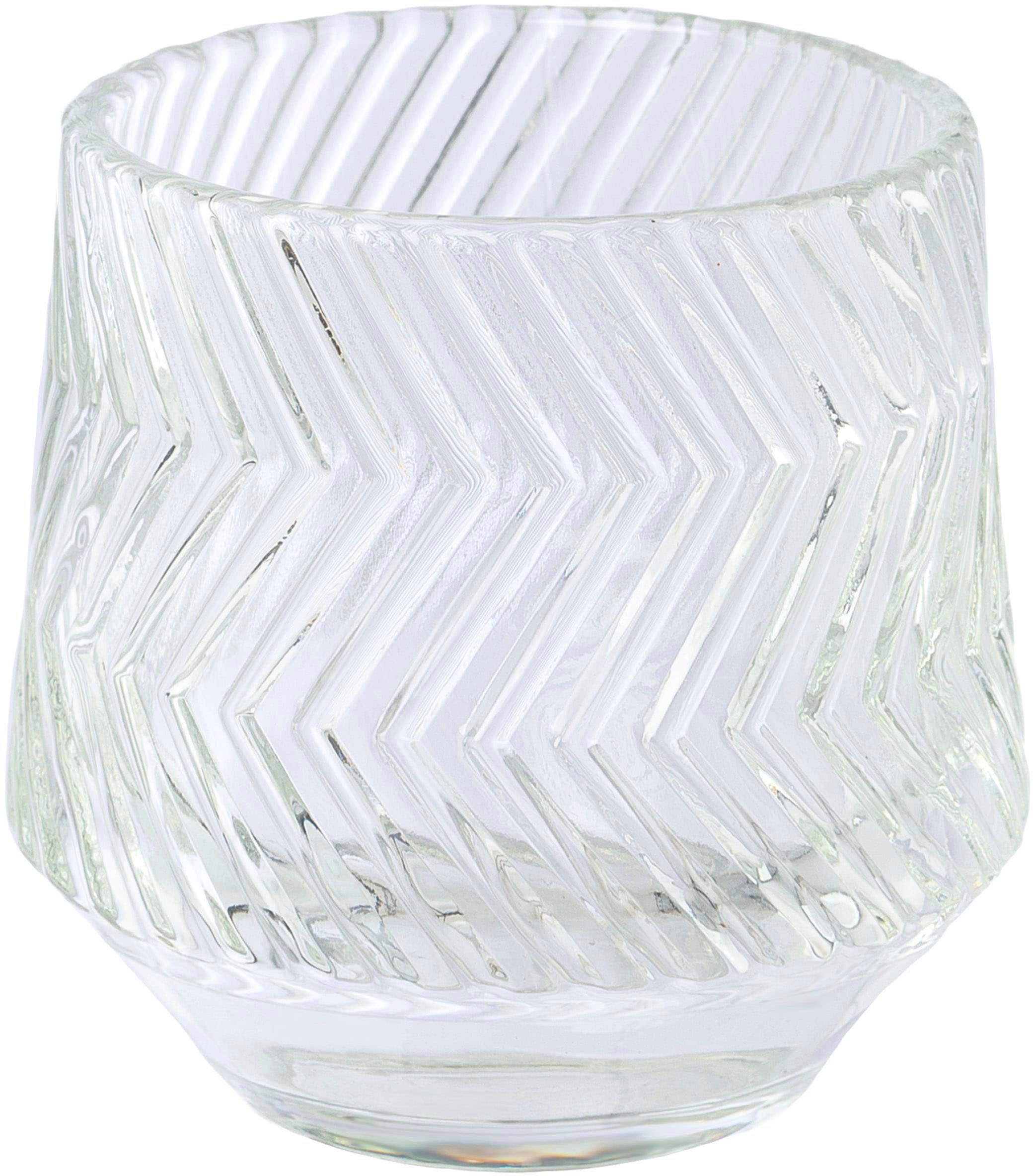 Creativ home Windlicht »Kerzenhalter Relief« Teelichthalter aus Glas, mit geschliffener Oberfläche