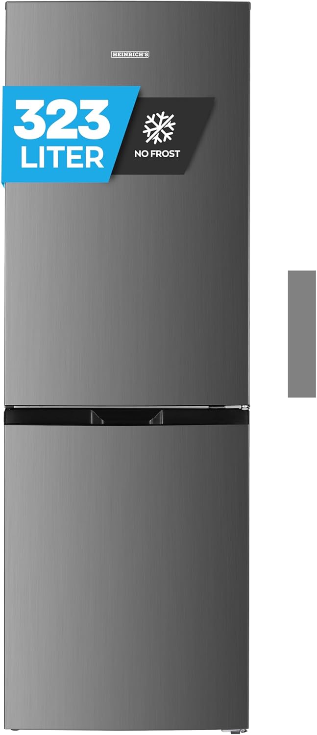 Heinrich´s Kühlgefrierkombination 323L, Kühlvolumen 219L, Gefriervolumen104L, LED Beleuchtung, Türanschlag wechselbar, leise 39 dB, große Tiefkühlboxen, 7 Temperaturstufen, Inox, effizient