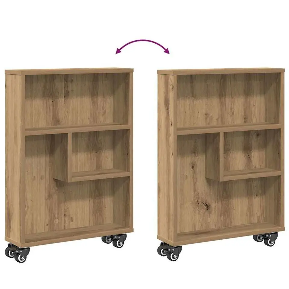 vidaXL - Opbergtrolley smal - Artisanaal eiken - Bewerkt hout - 48x13x68 cm