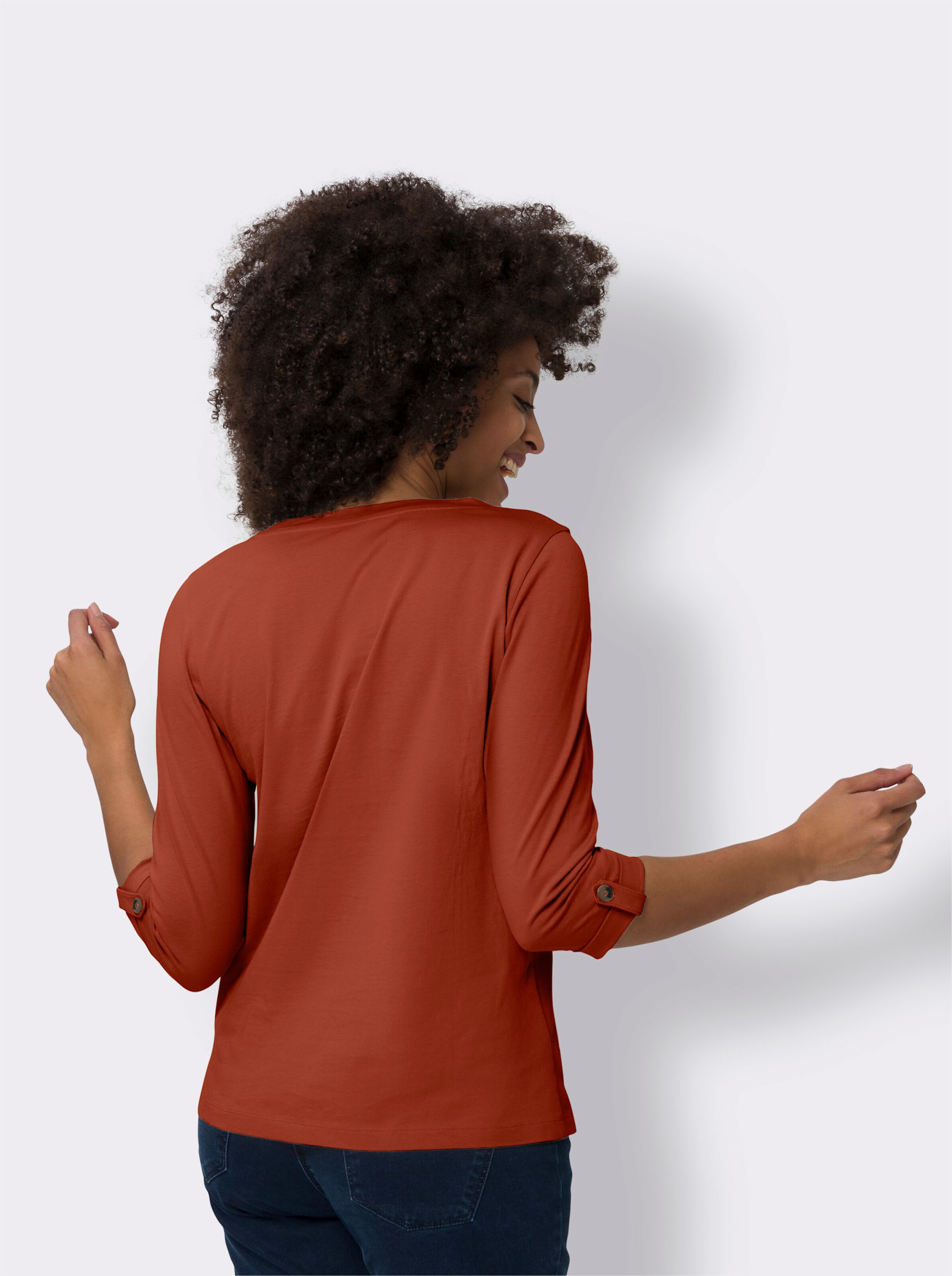 34-Arm-Shirt aus reiner Baumwolle