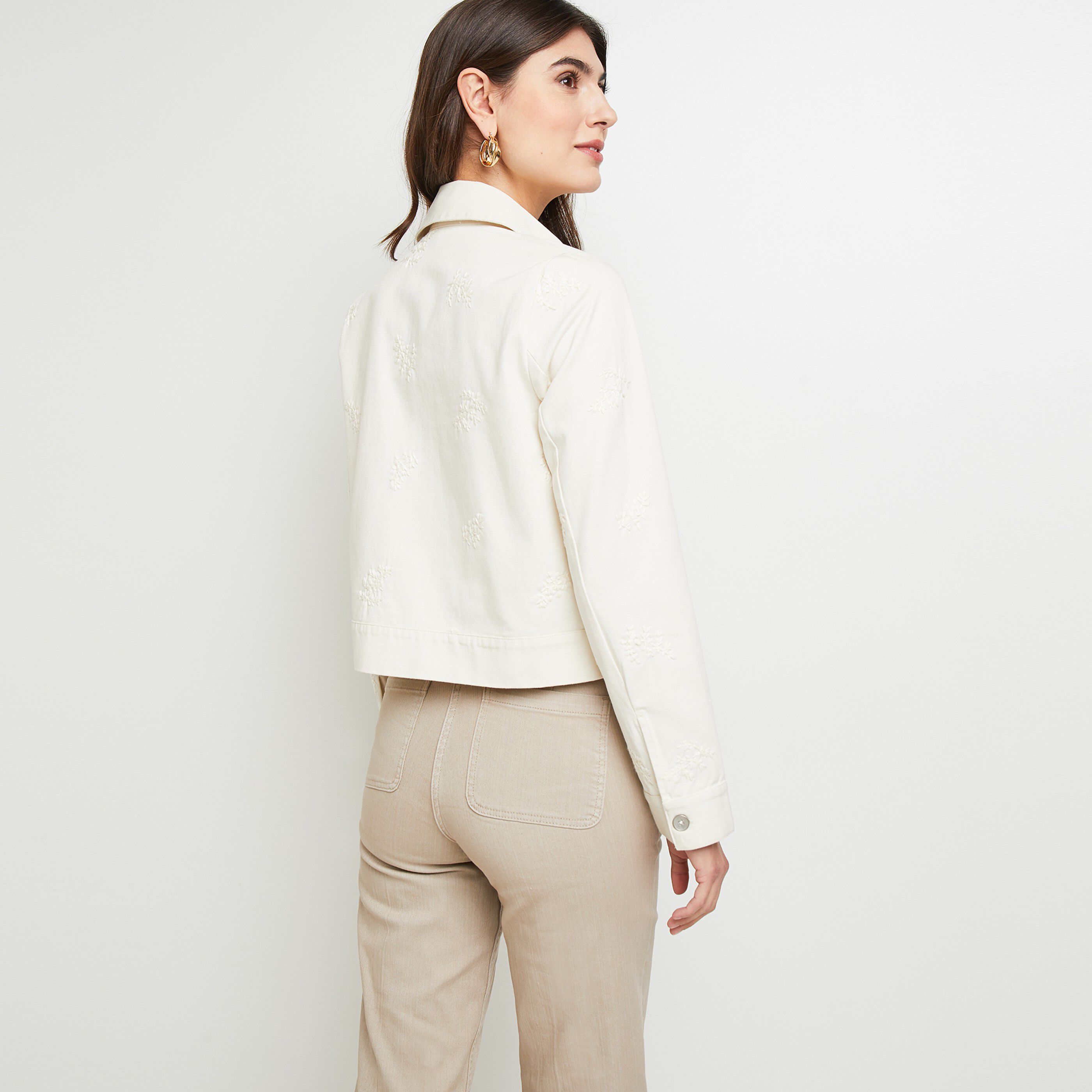 Veste courte brodée femme - BEIGE
