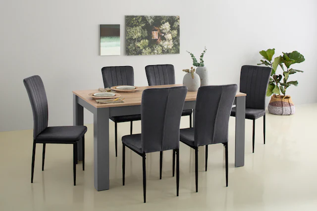 Home affaire Essgruppe »Bergamo Tisch Stühle Speisezimmer Bestseller« Set, 7 Stk. tlg. moderne 7-tlg Tischgruppe, Unser Bestpreis