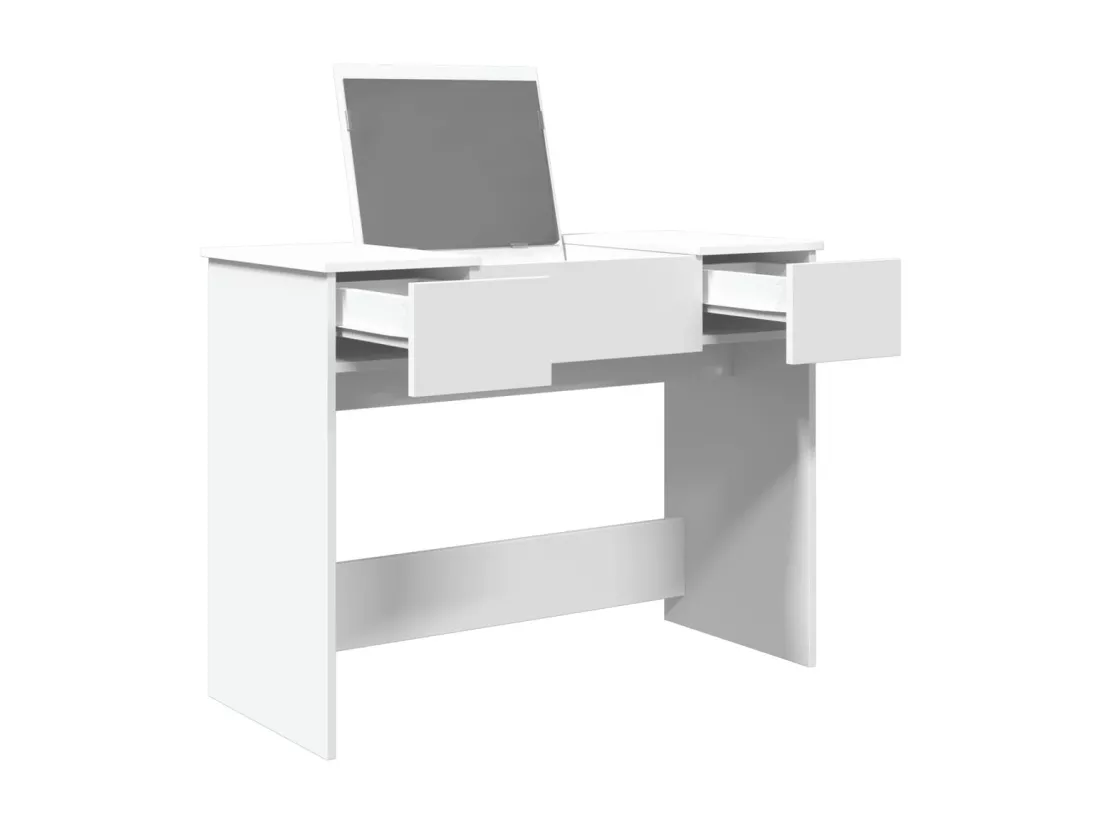 Coiffeuse avec miroir blanc 100x45x76 cm