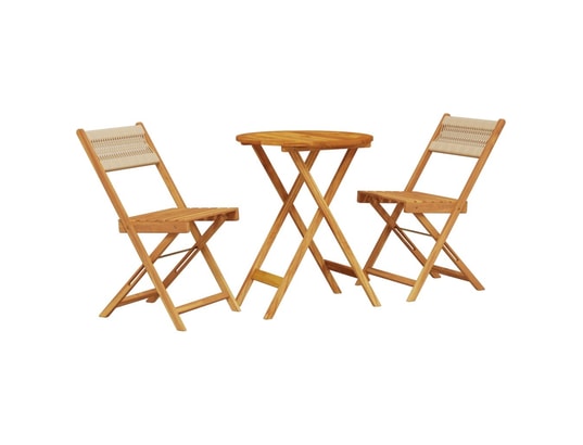 VIDAXL - Ensemble table et chaises Ensemble de bistro 3 pcs beige polypropylène et bois massif