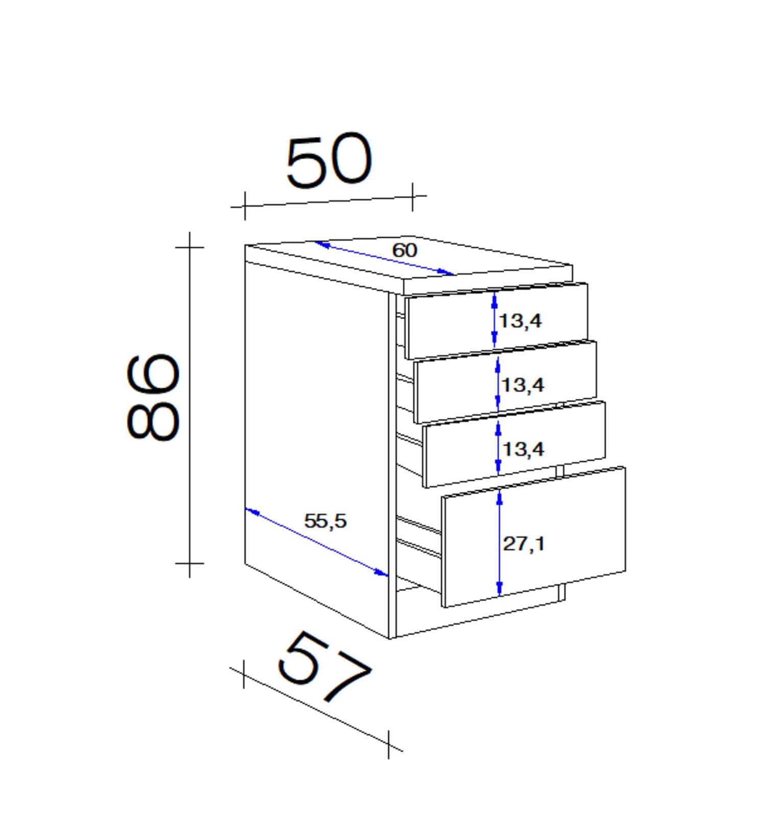 QUARTIER Schubkastenunterschrank MEGGIE 50 x 86 57 cm weiß