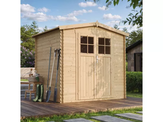 Abri de jardin en bois AVEC SOL TRAITÉ - I236xL226xH218 cm/ 4,33 m2 - TIMBELA M369F+M369G