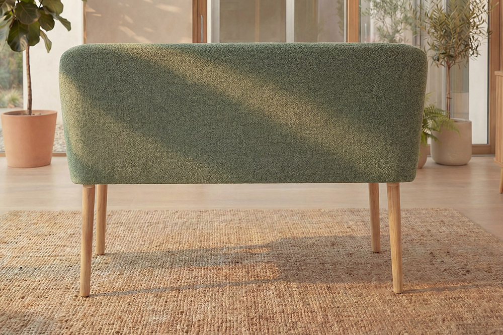 Nordische Sitzbank SCANDINAVIA MEISTERSTÜCK 115cm salbei natur Massivholz mit Armlehne