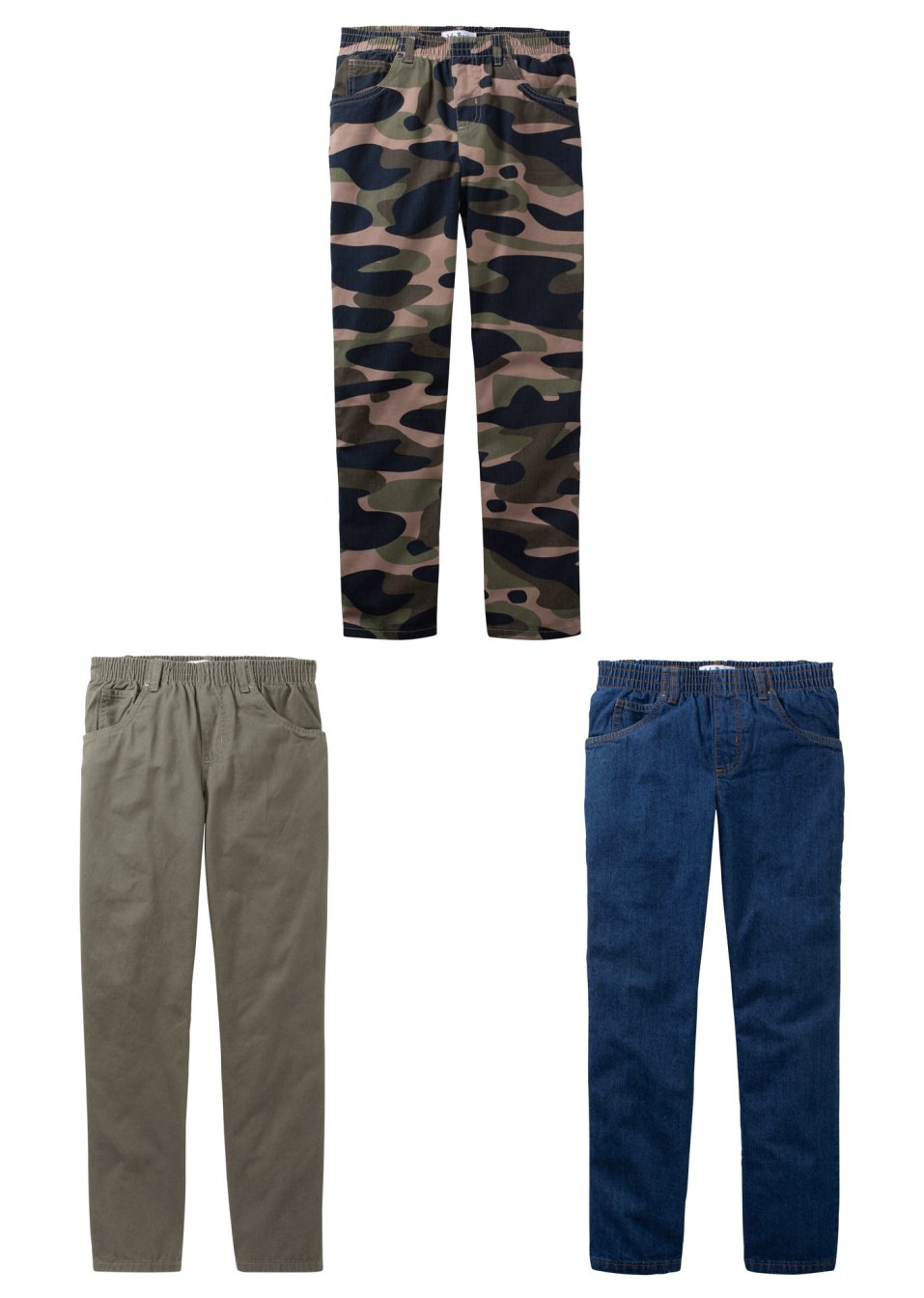 Lot de 3 pantalons garçon à enfiler, Loose Fit