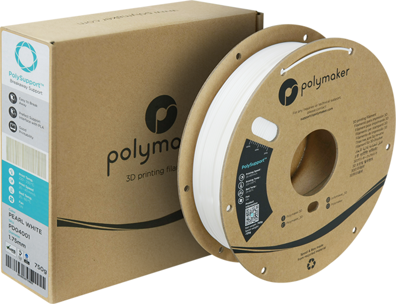Polymaker  PolySupport, 1,75 mm / 750 g    Leicht entfernbares Stützmaterial