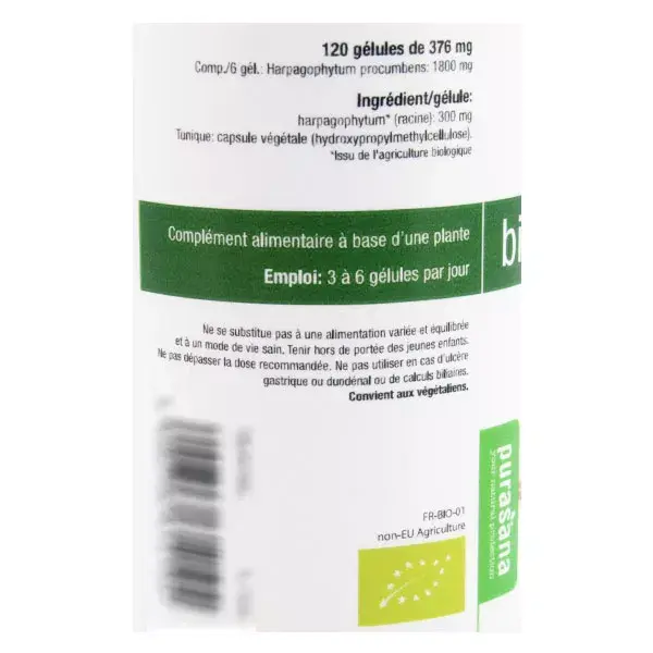 Purasana Harpagophytum 300mg Orgânico 120 cápsulas