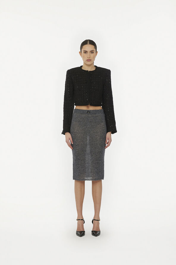 ROTATE Birger Christensen BOUCLE CROP JACKET Black