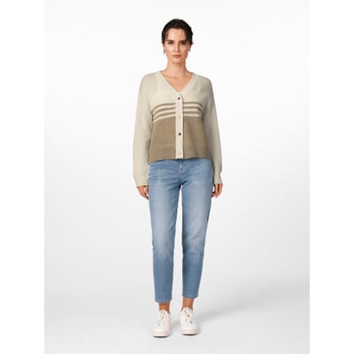 Damen-Cardigan, Weiß-Beige