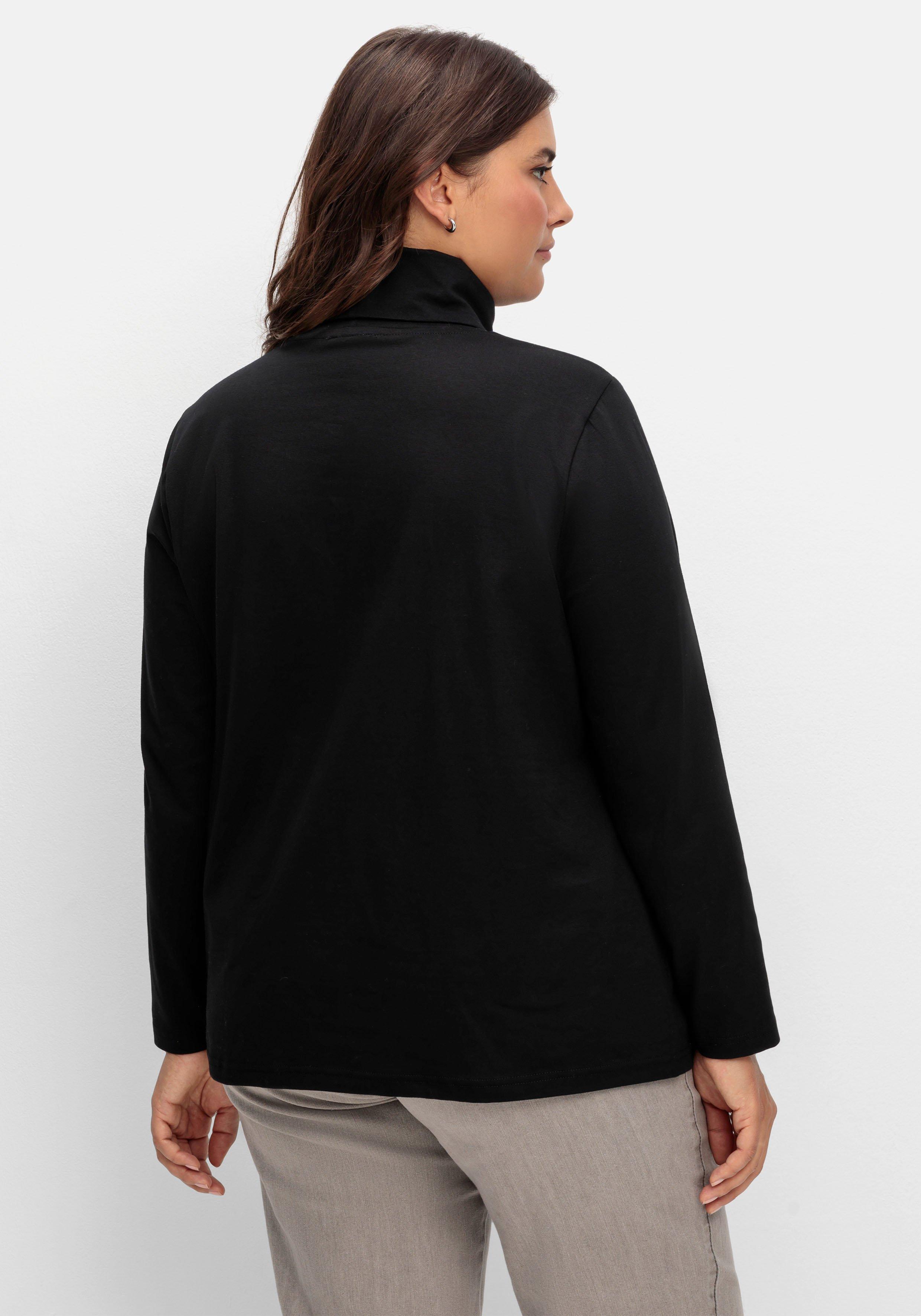 Langarmshirt mit Rollkragen, aus elastischem Jersey