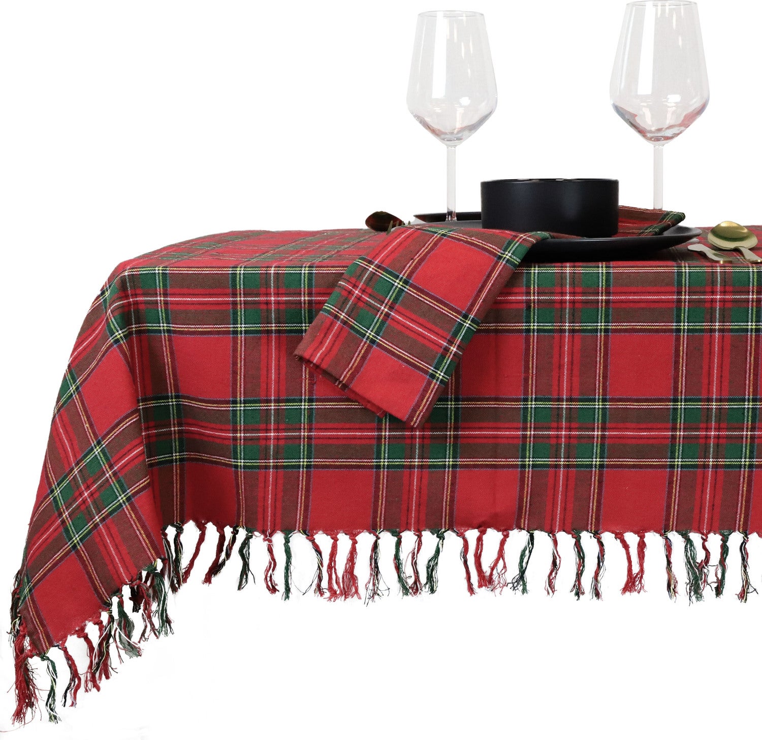 Unique Living tafelkleed Tartan rood 150 x 250 cm