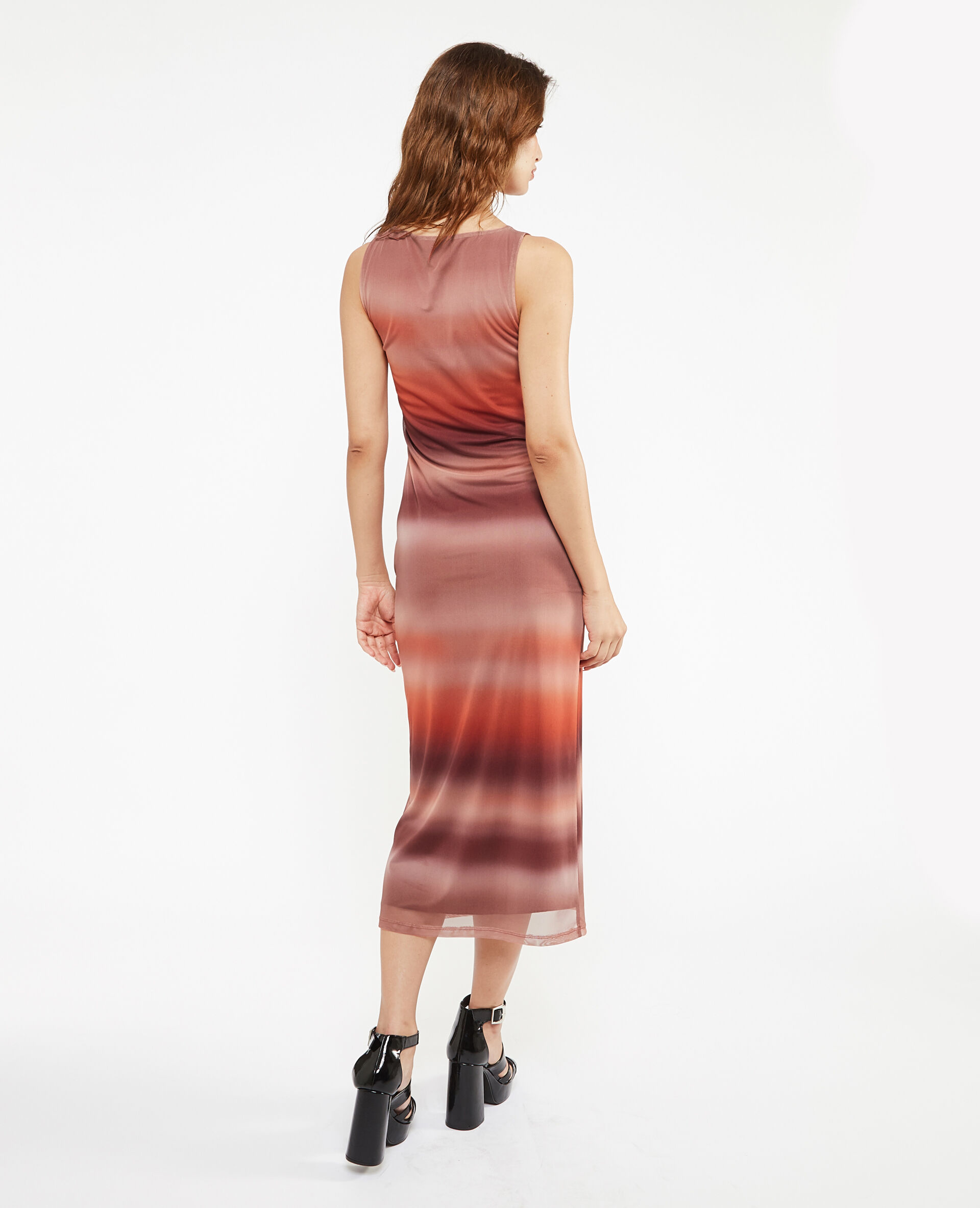 Robe longue en micro-mesh - Rose clair