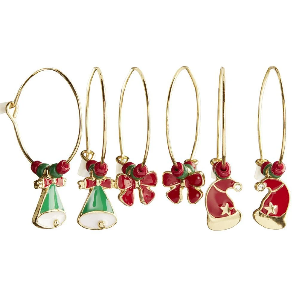 Boucle d'oreille créole Noël avec pendentif fantaisie x3