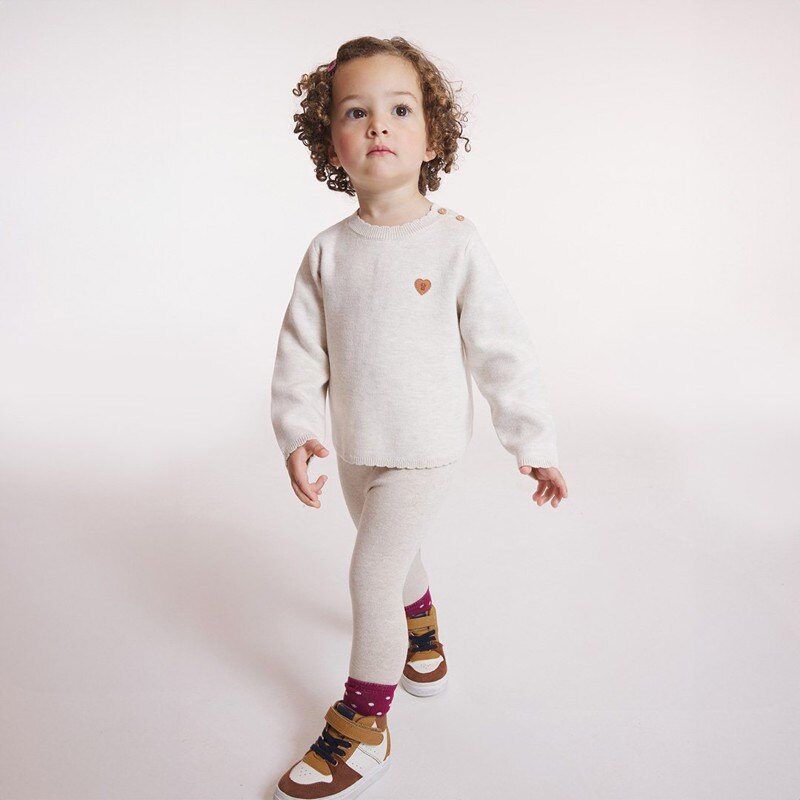 Pull maille tricot col festonné beige bébé fille Beige